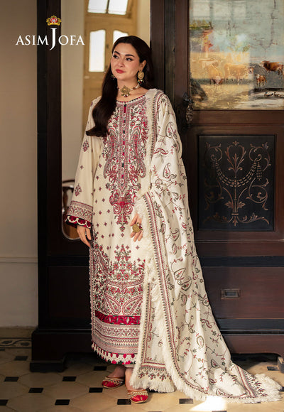 Asim Jofa Dhanak 3PC Embroidered Shirt With Digital Printed Shawl - 693