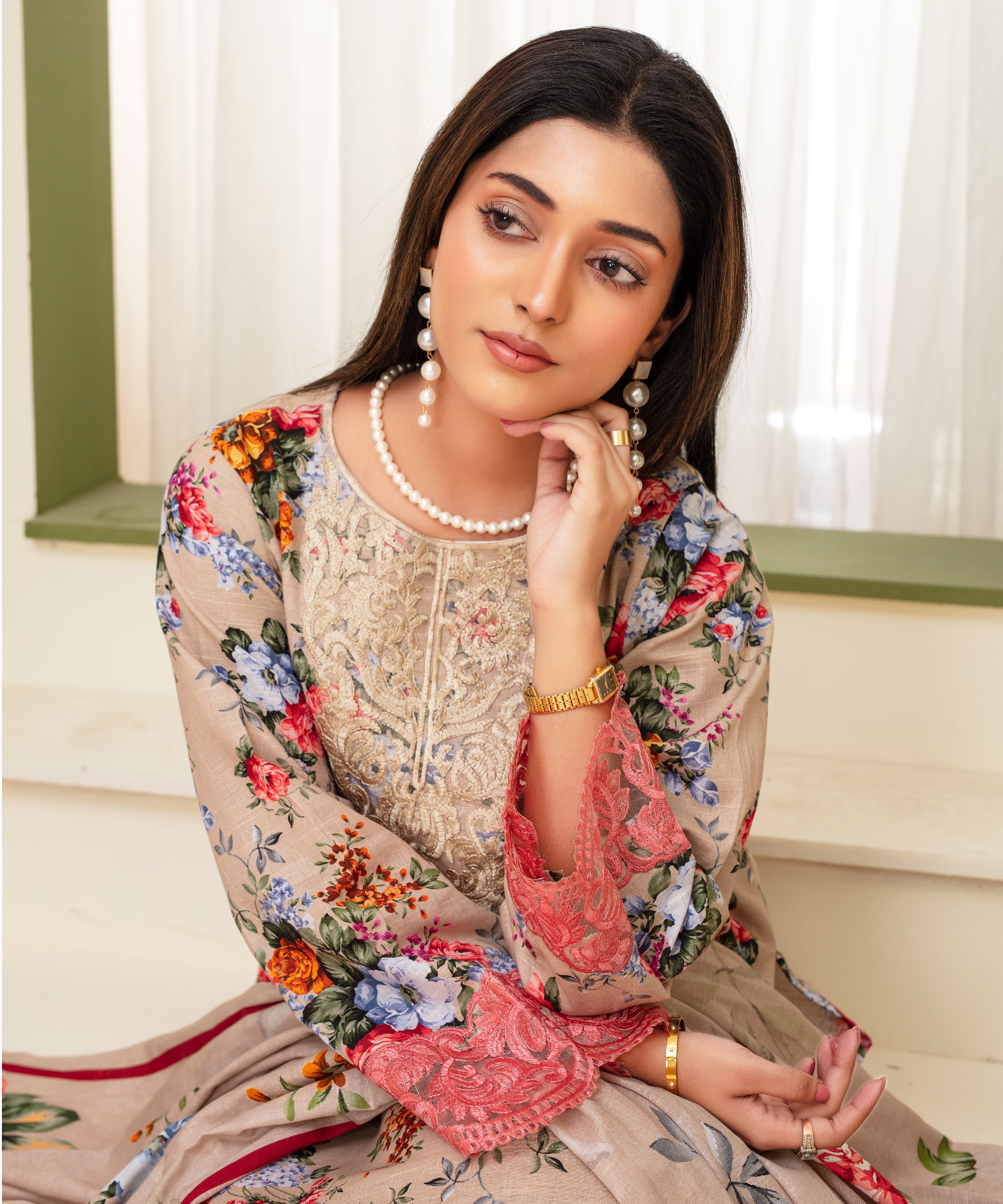 CREATION KHADDAR 3PC WITH KHADDAR PRINTED SHIRT & TROUSER-913