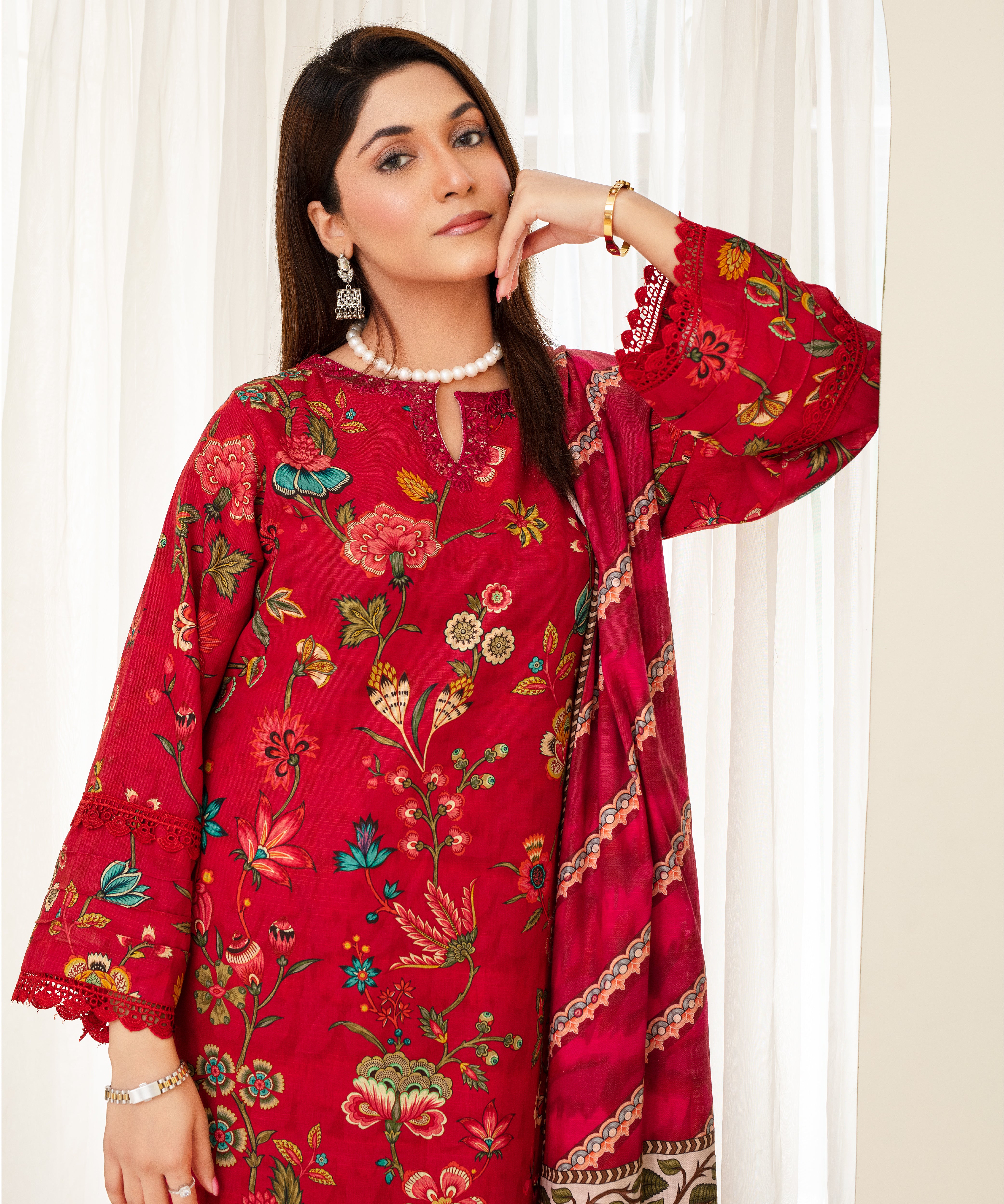 CREATION KHADDAR 3PC WITH KHADDAR PRINTED SHIRT & TROUSER-907