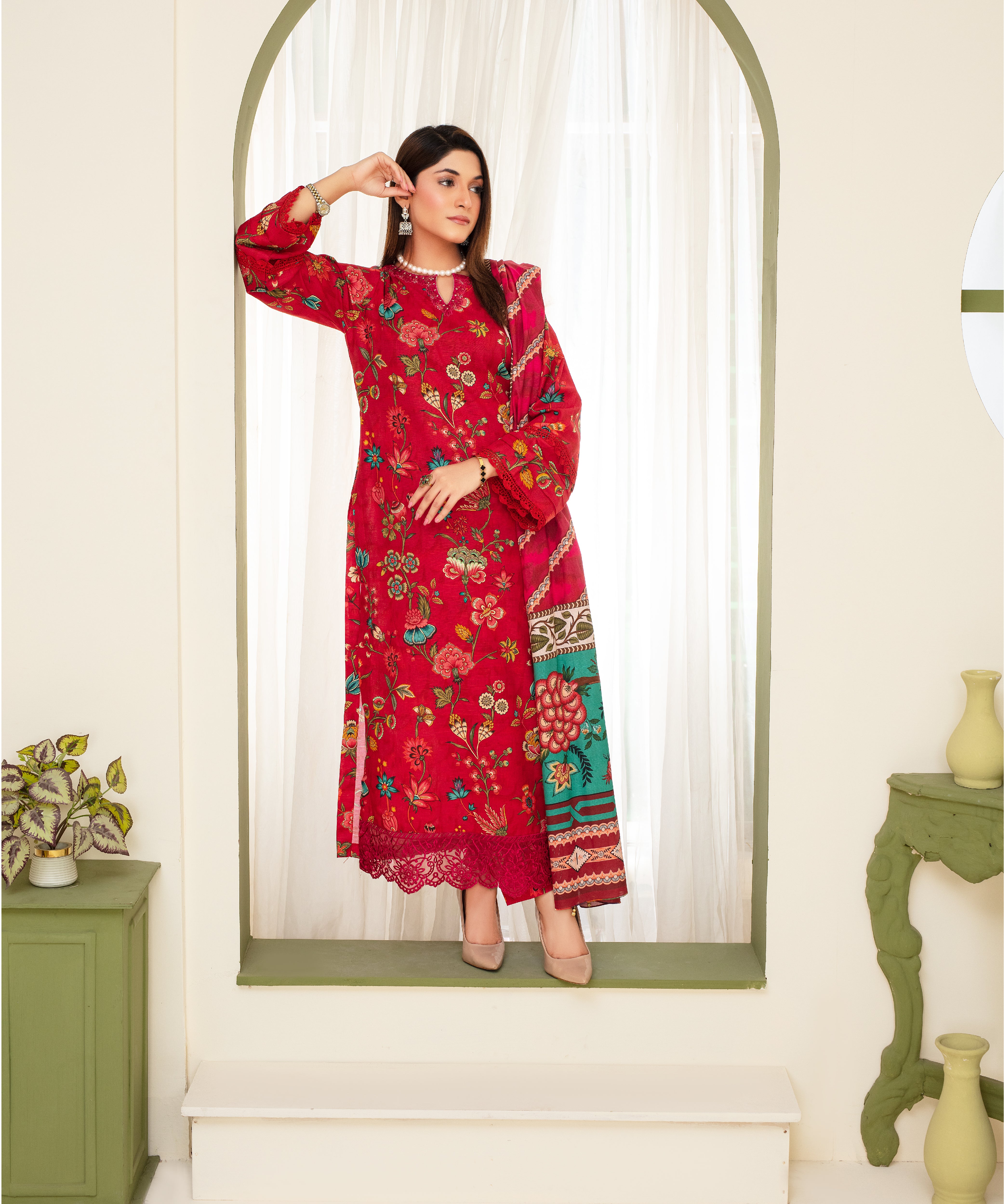 CREATION KHADDAR 3PC WITH KHADDAR PRINTED SHIRT & TROUSER-907