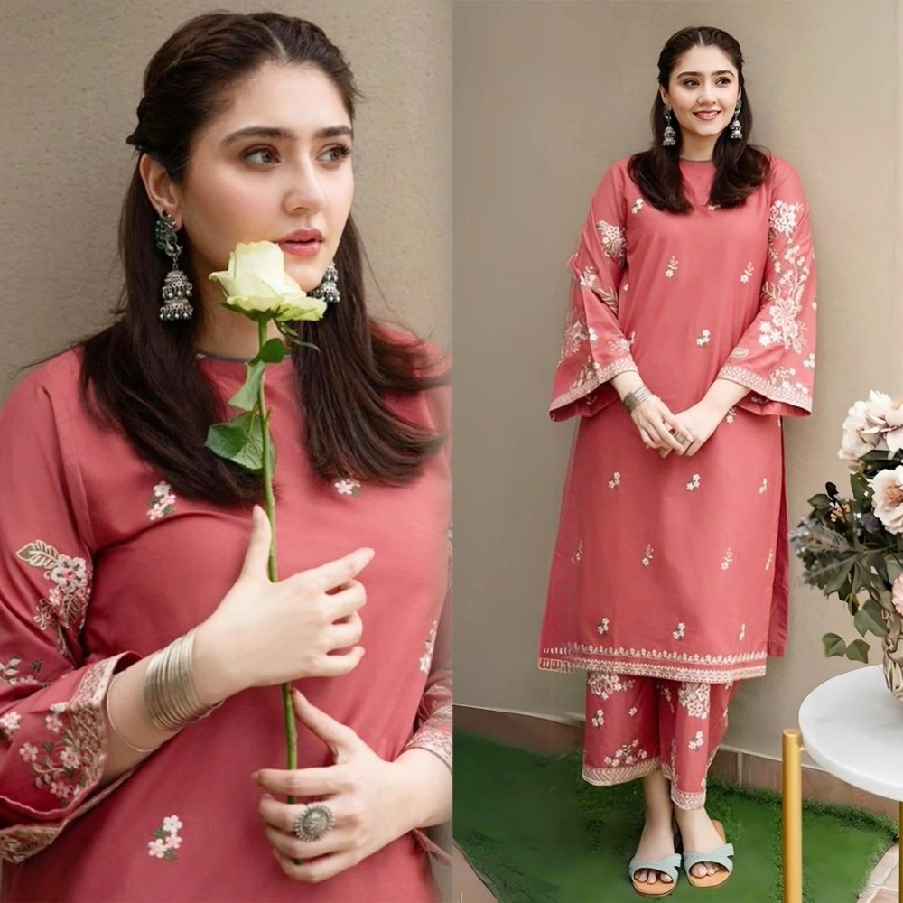 2PC DHANAK EMBROIDERED SHIRT AND TROUSER - 661 - Sapphire Studios