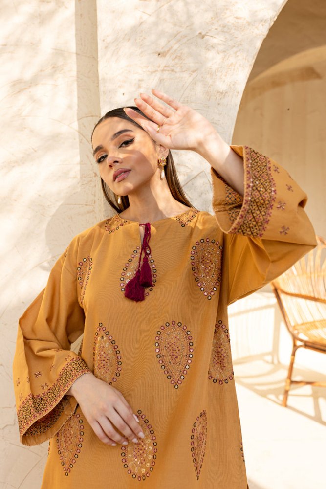 2PC DHANAK SEQUIN EMBROIDERED SHIRT WITH DHANAK SEQUIN EMBROIDERED TROUSER - 297 - Sapphire Studios