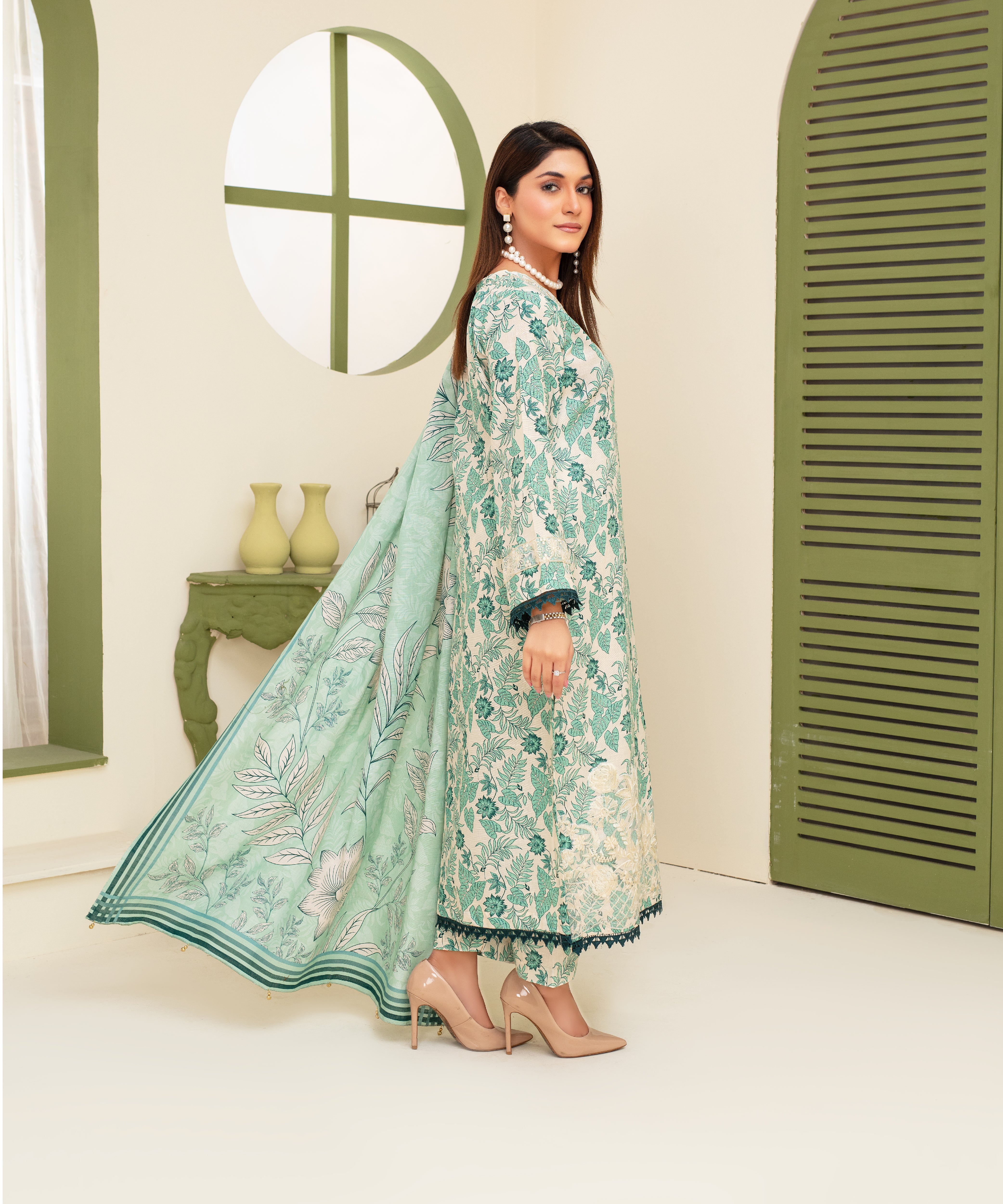 CREATION KHADDAR 3PC WITH KHADDAR PRINTED SHIRT & TROUSER-906