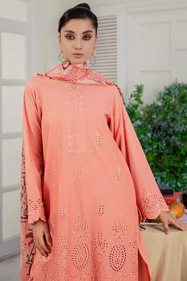 3PC Dhanak Embroidered Shirt With Digital Printed Shawl - 2003 - Sapphire Studios