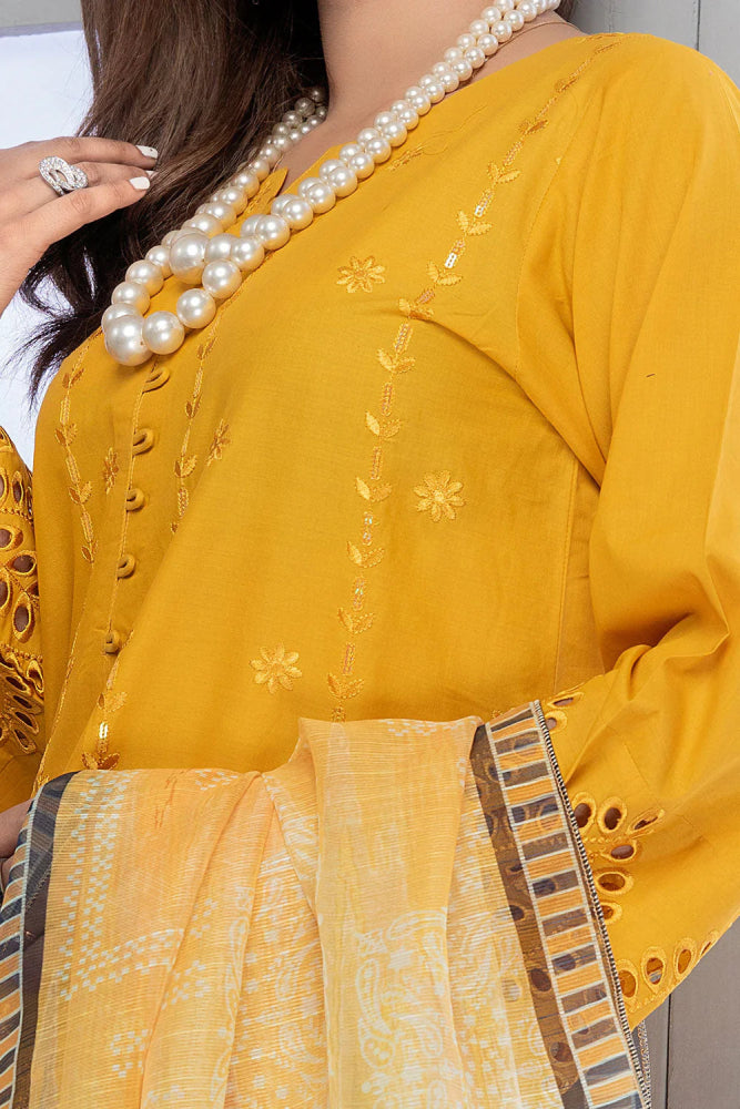 3PC Dhanak Embroidered Shirt With Digital Printed Shawl - 2004 - Sapphire Studios