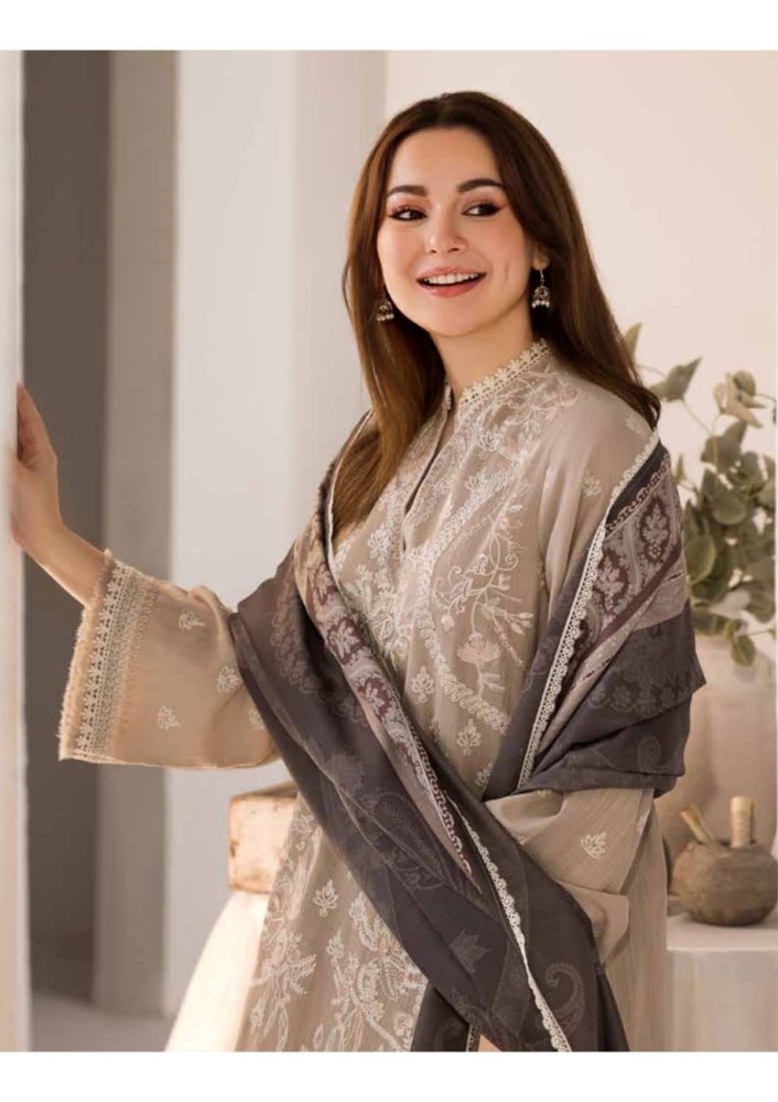 3PC DHANAK EMBROIDERED SHIRT WITH DIGITAL PRINTED SHAWL AND TROUSER - 692 - Sapphire Studios