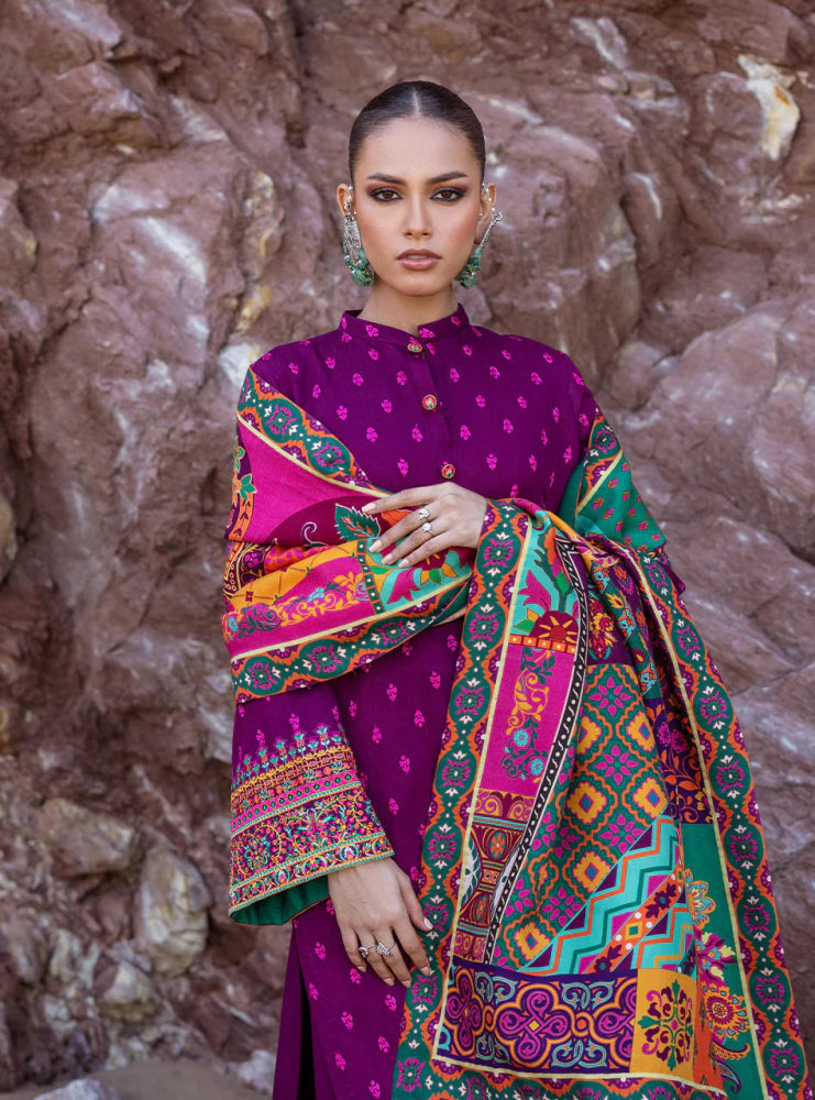 3PC Dhanak Embroidered Shirt With Printed Dupatta - 681 - Sapphire Studios