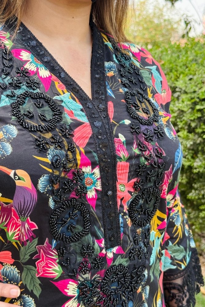 3PC KARANDI PRINTED SHIRT WITH KARANDI PRINTED DUAPTTA AND TROUSER - 1707 - Sapphire Studios