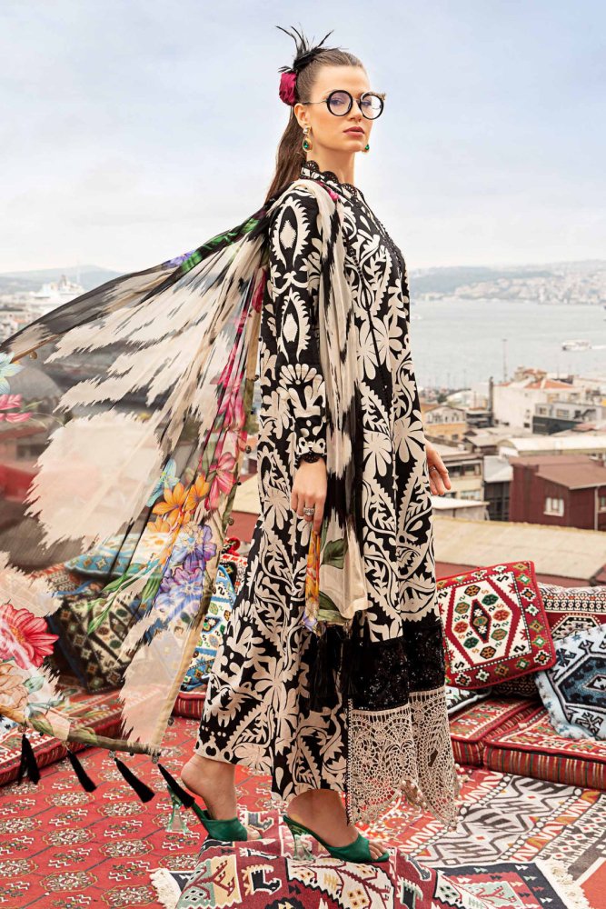 3PC KARANDI PRINTED SHIRT WITH KARANDI PRINTED DUAPTTA AND TROUSER - 1708 - Sapphire Studios