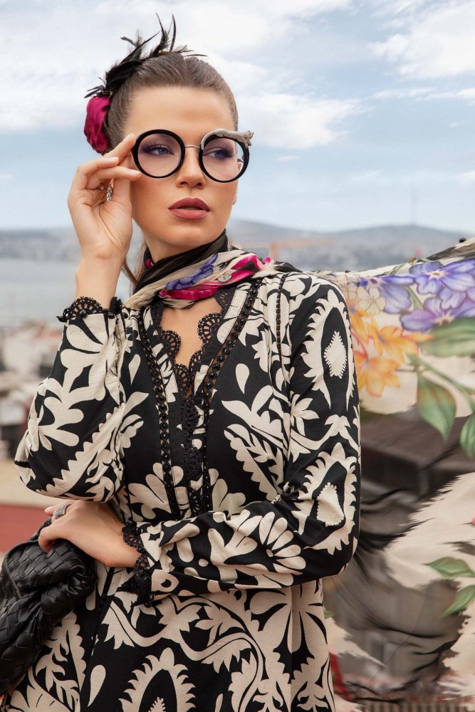 3PC KARANDI PRINTED SHIRT WITH KARANDI PRINTED DUAPTTA AND TROUSER - 1708 - Sapphire Studios