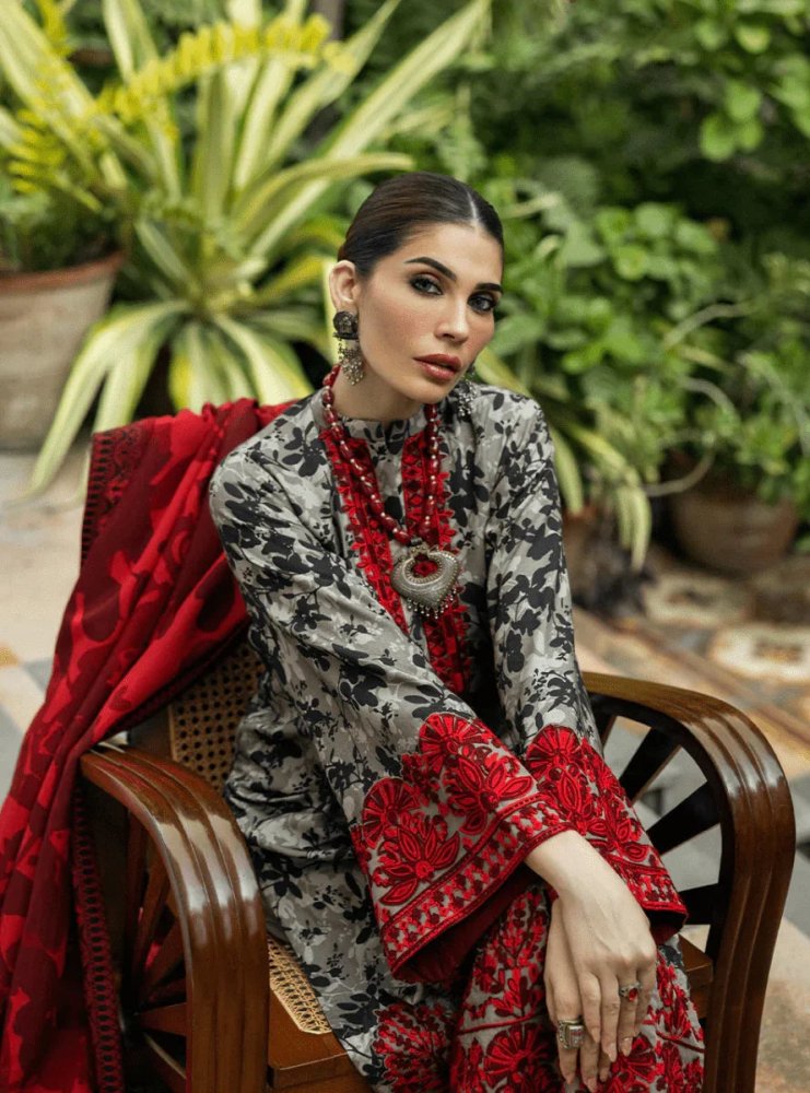 3PC KARANDI PRINTED SHIRT WITH KARANDI PRINTED DUAPTTA AND TROUSER - 1710 - Sapphire Studios