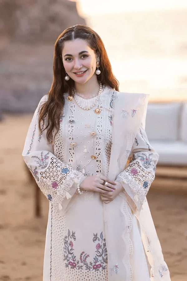 3PC Lawn Embroidered Shirt With Organza Embroidered Dupatta - 1050 - Sapphire Studios