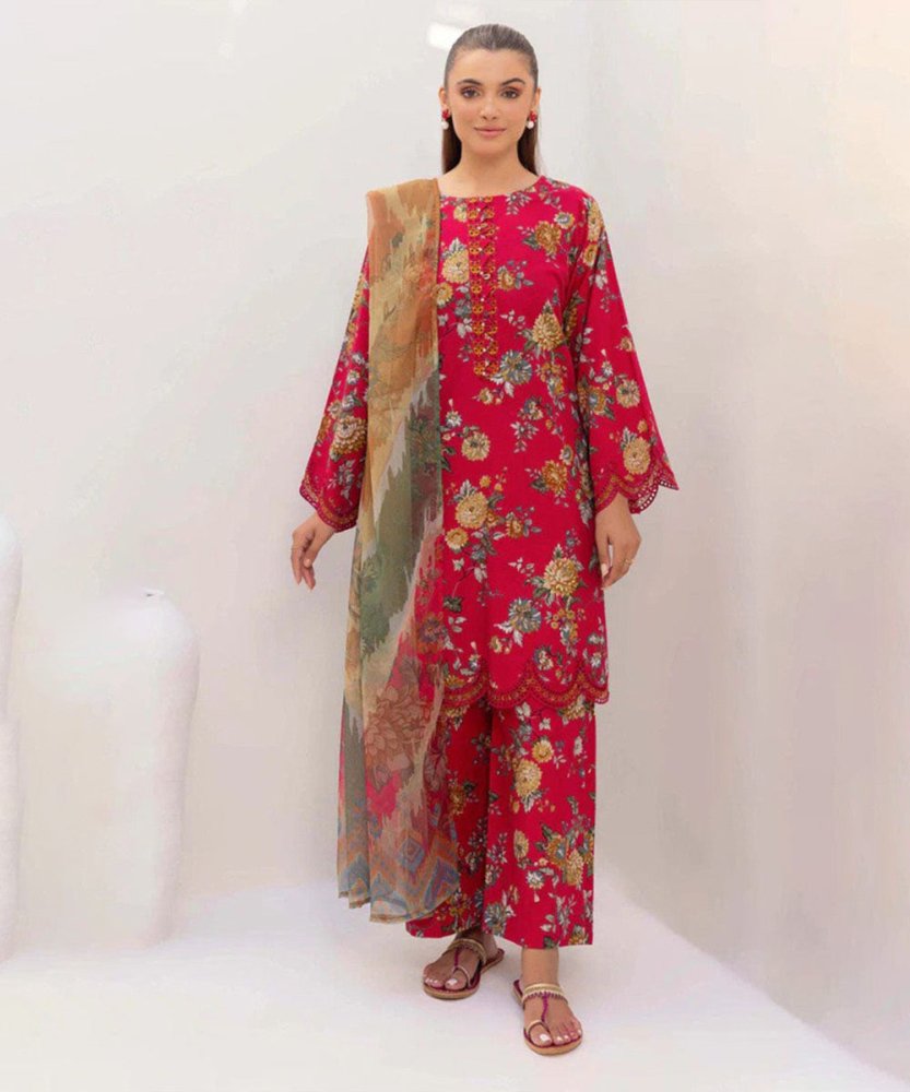 3PC Lawn Printed Shirt With Digital Printed Dupatta - 1612 - Sapphire Studios
