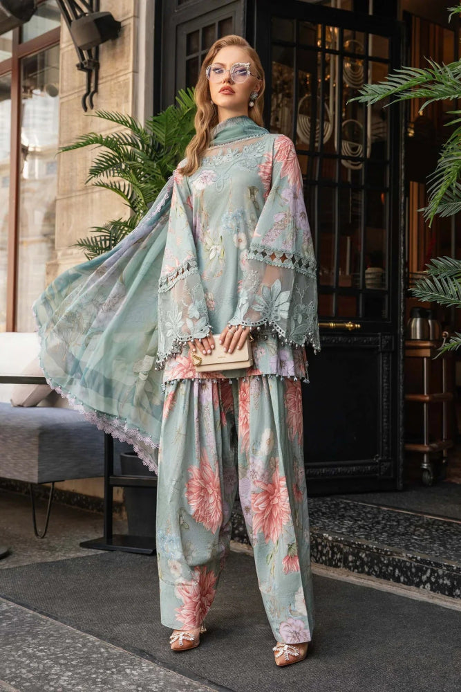 3PC - Printed Lawn Zarri Shirt With Voile Printed Dupatta - 1520 - Sapphire Studios