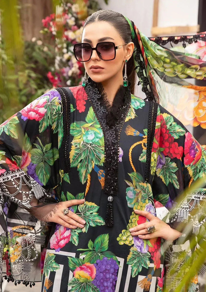3PC - Printed Lawn Zarri Shirt With Voile Printed Dupatta - 1523 - Sapphire Studios