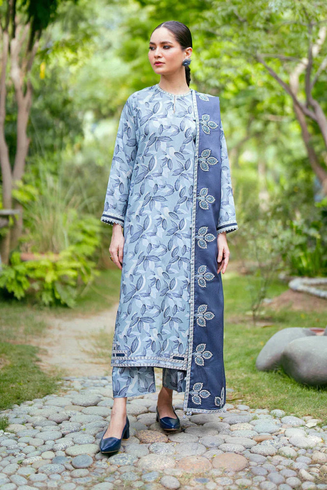 3PC - Printed Lawn Zarri Shirt With Voile Printed Dupatta - 1527 - Sapphire Studios
