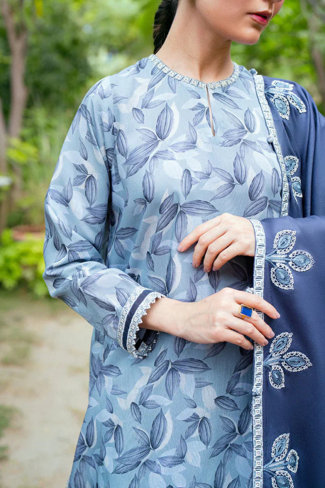 3PC - Printed Lawn Zarri Shirt With Voile Printed Dupatta - 1527 - Sapphire Studios