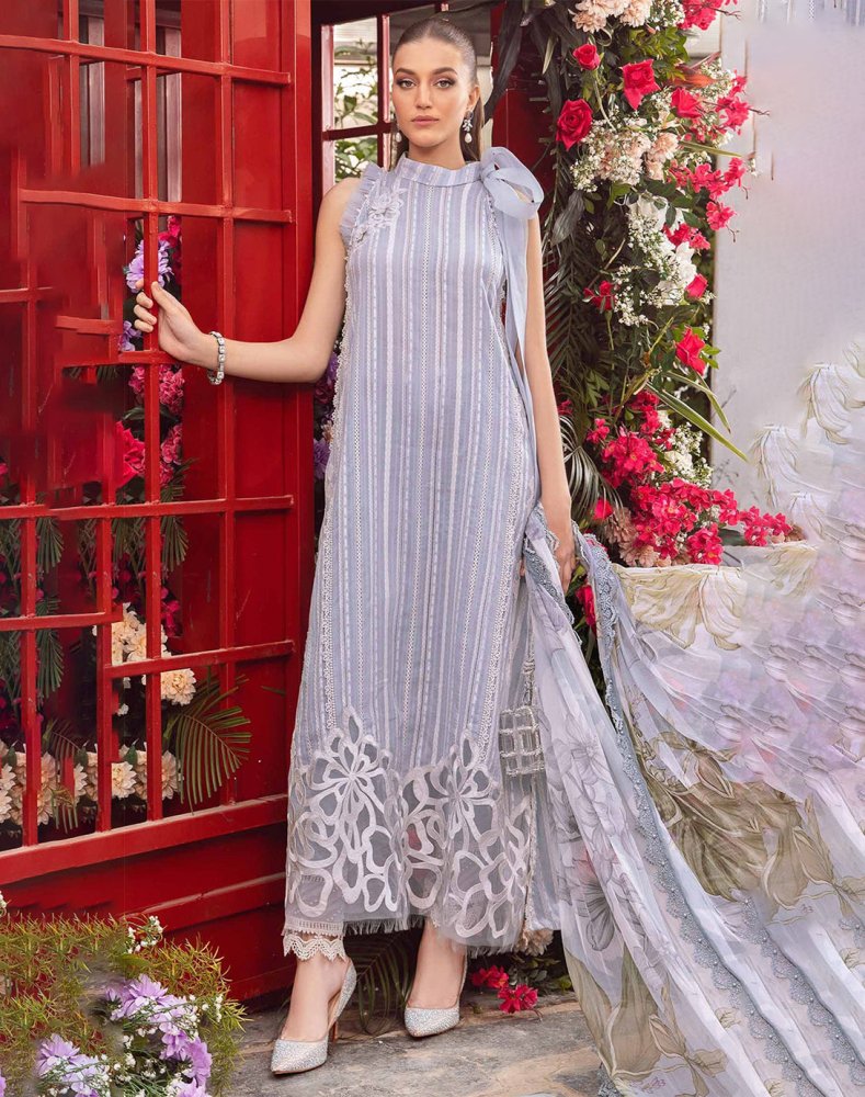 3PC - Printed Lawn Zarri Shirt With Voile Printed Dupatta - 1529 - Sapphire Studios