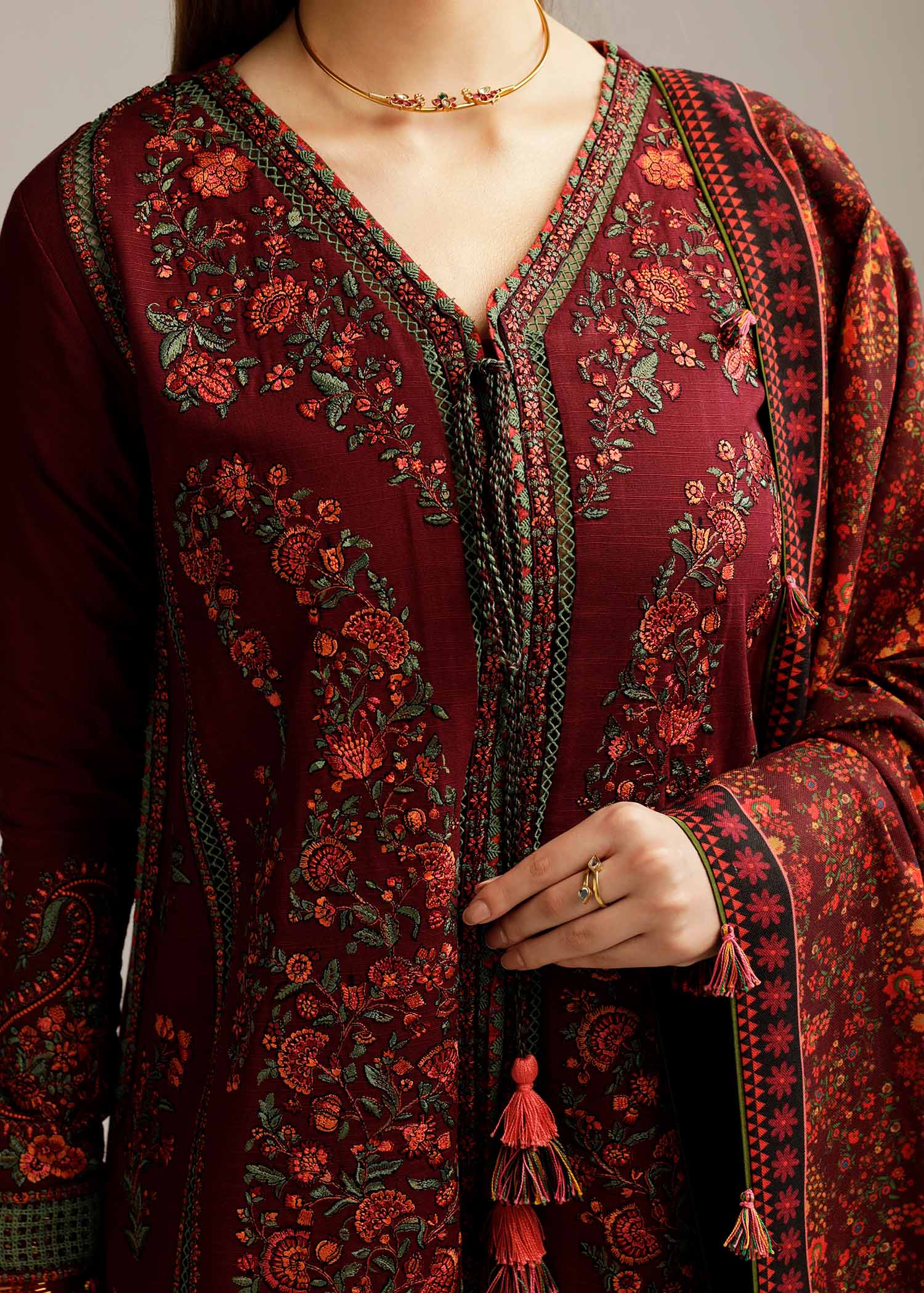 Dhanak 3PC Embroidered With Digital Printed Dupatta-172
