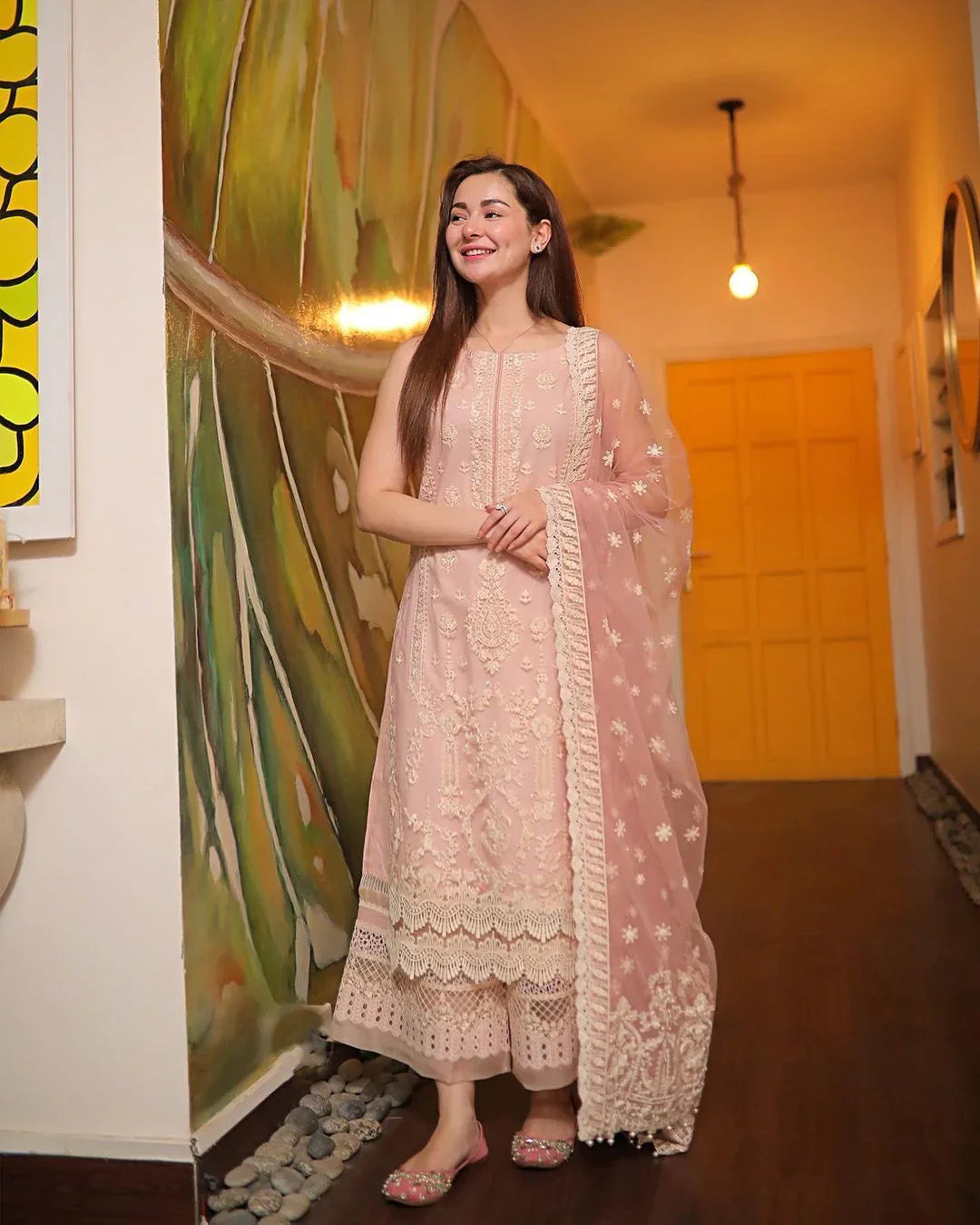 Dhanak-3PC Embroidered With Organza Embroidered Dupatta-3116