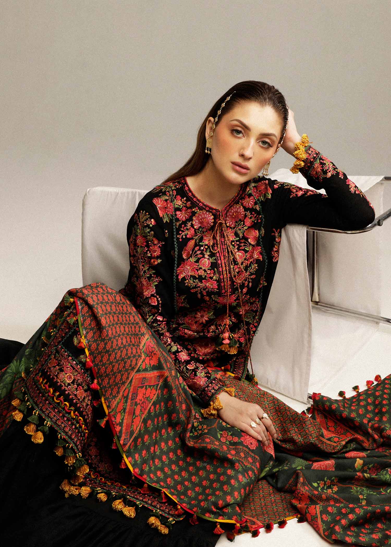 Dhanak 3PC Embroidered With Digital Printed Dupatta-173