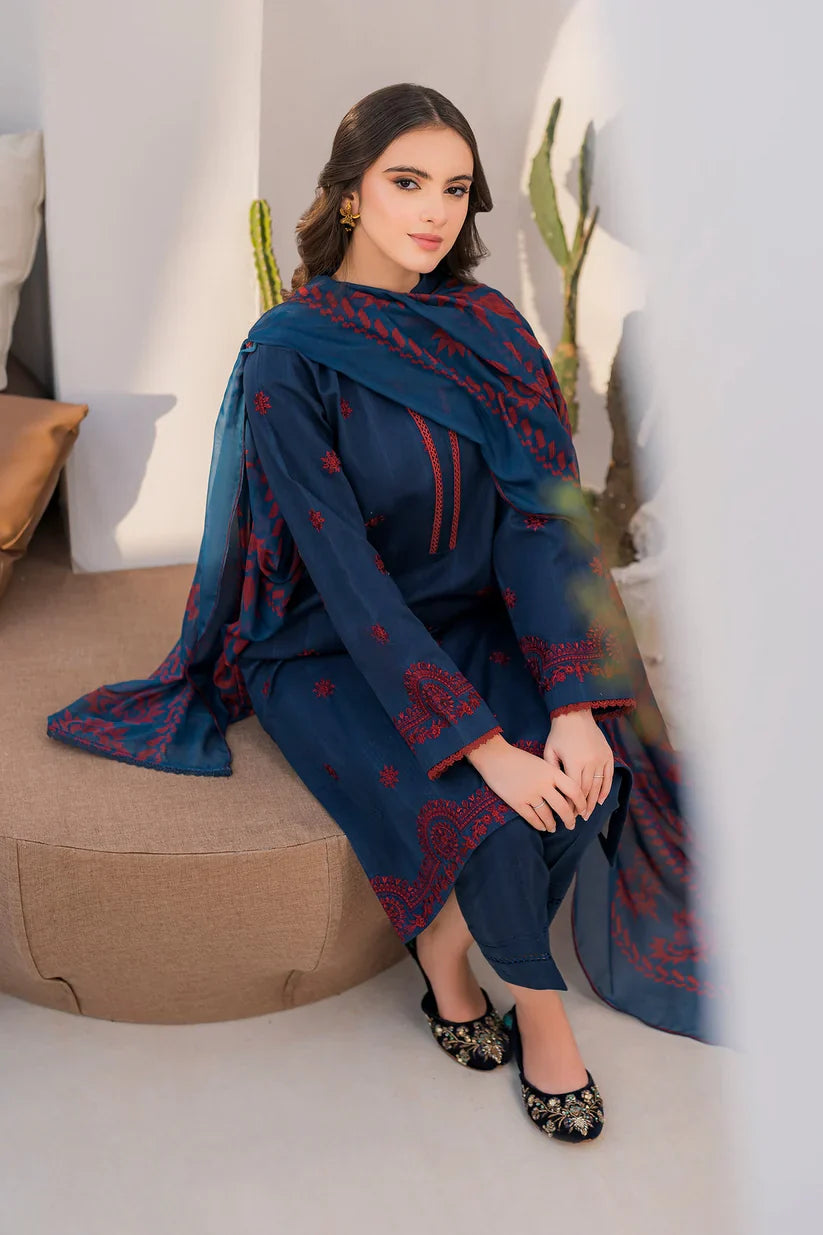 DHANAK 3PC EMBROIDERED SHIRT WITH DIGITAL PRINTED DUPATTA-667