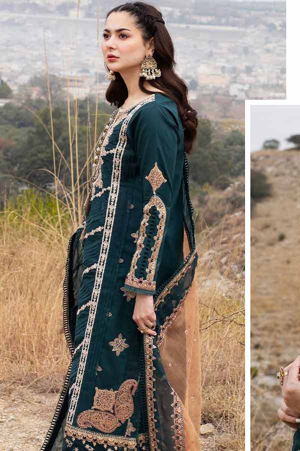 3PC Embroidered With Organza Embroidered Dupatta-123