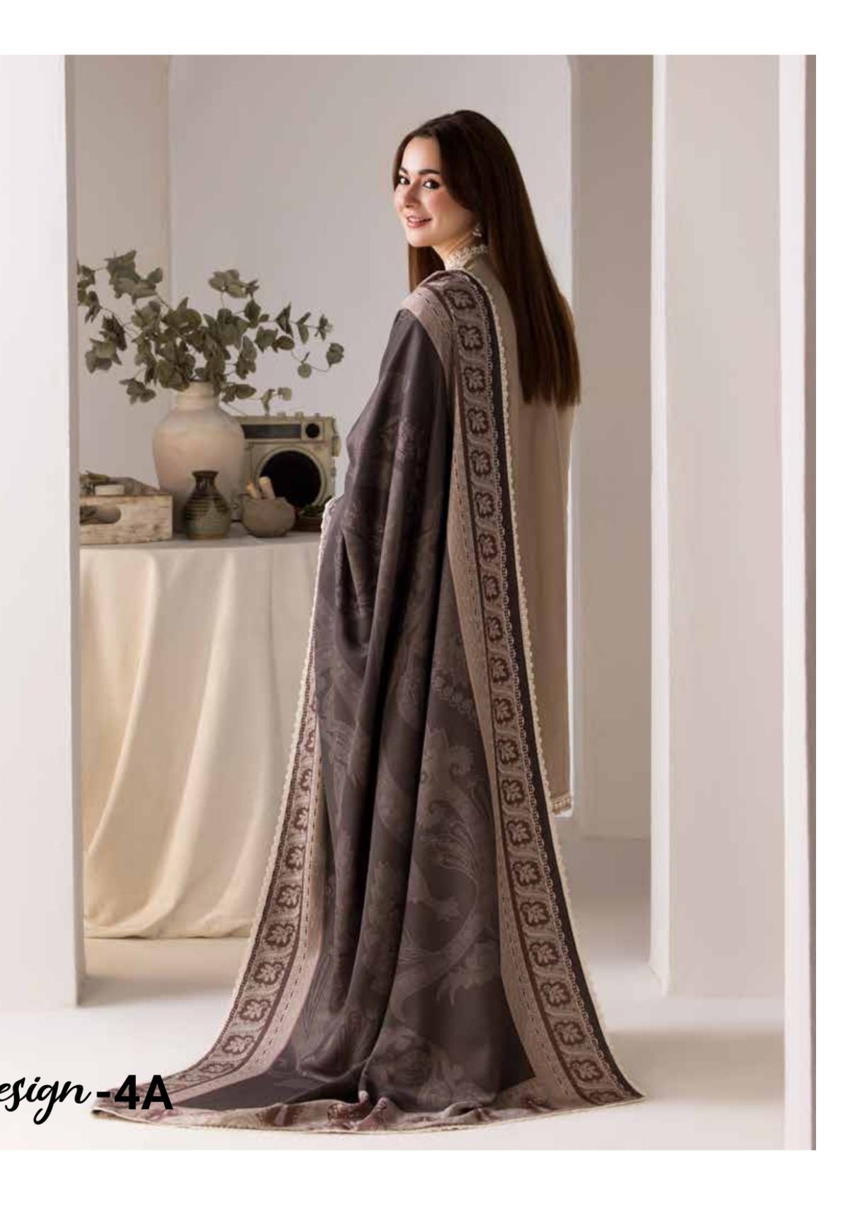 3PC DHANAK EMBROIDERED SHIRT WITH DIGITAL PRINTED SHAWL AND TROUSER-692
