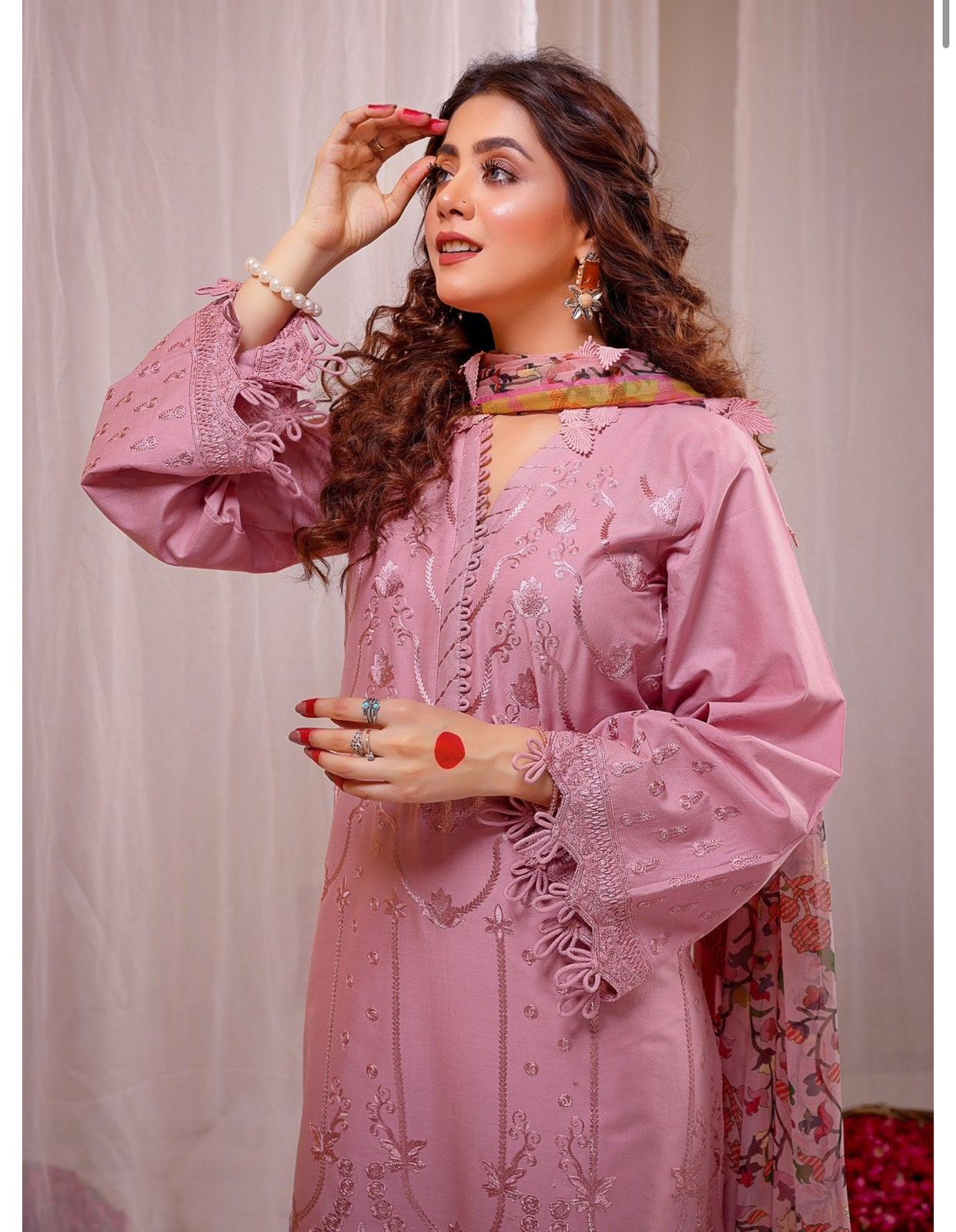 Sapphire Studio Dhanak 3PC Embroidered With Digital Printed Shawl-664