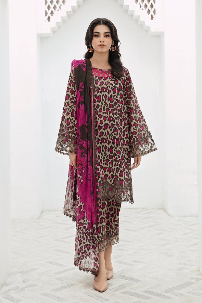 BAROQUE 3PC KARANDI PRINTED SHIRT WITH KARANDI PRINTED DUAPTTA AND TROUSER - 1701 - Sapphire Studios