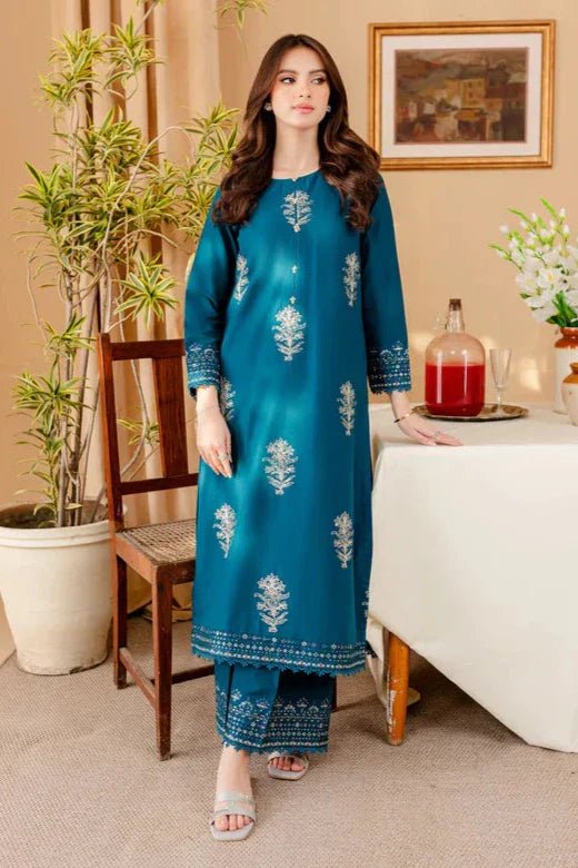 Dhanak 2PC Embroidered With Dhanak Embroidered Trouser - 283 - Sapphire Studios