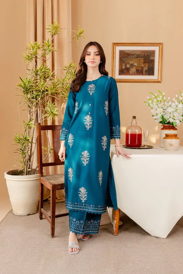 Dhanak 2PC Embroidered With Dhanak Embroidered Trouser - 283 - Sapphire Studios