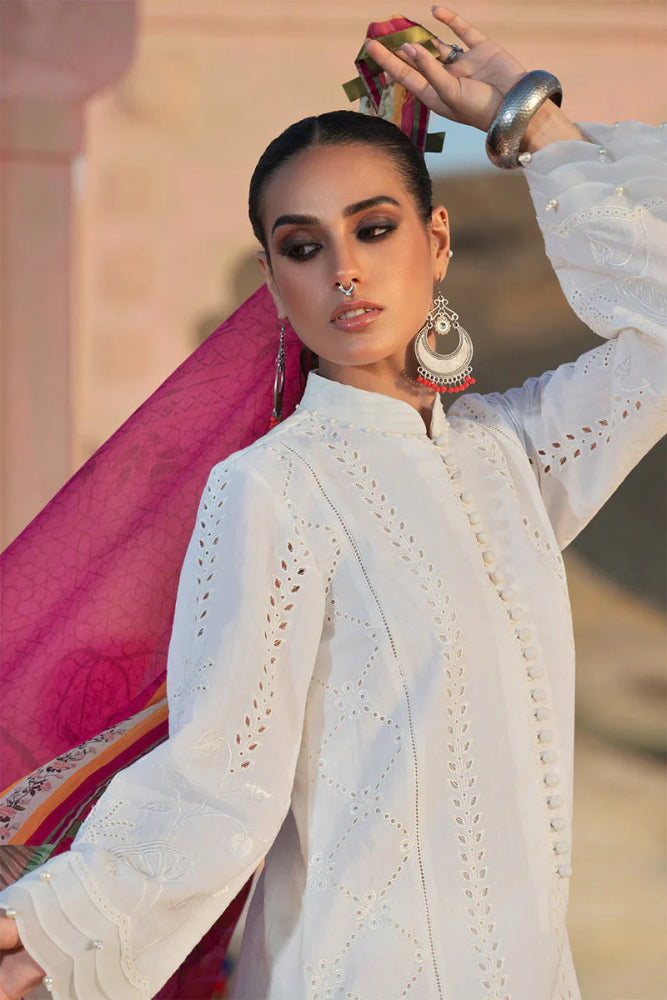 Dhanak 3PC Chikankari Embroidered With Digital Printed Wool Shawl - 104 - Sapphire Studios