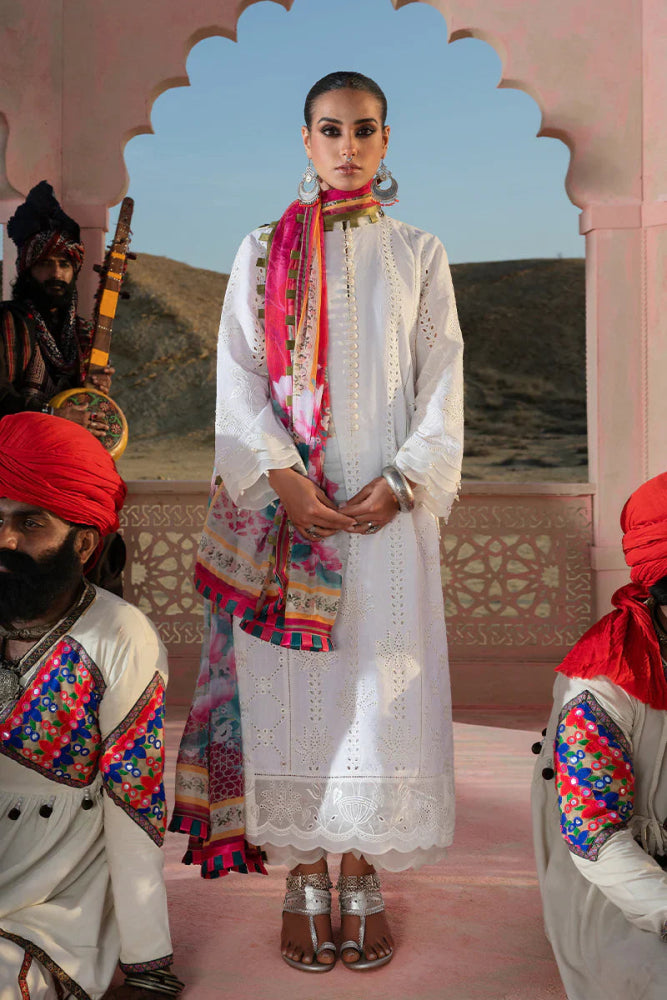 Dhanak 3PC Chikankari Embroidered With Digital Printed Wool Shawl - 104 - Sapphire Studios