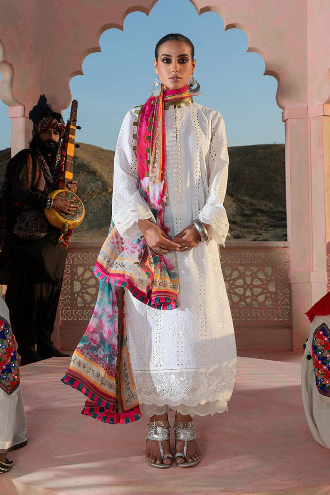 Dhanak 3PC Chikankari Embroidered With Digital Printed Wool Shawl - 104 - Sapphire Studios