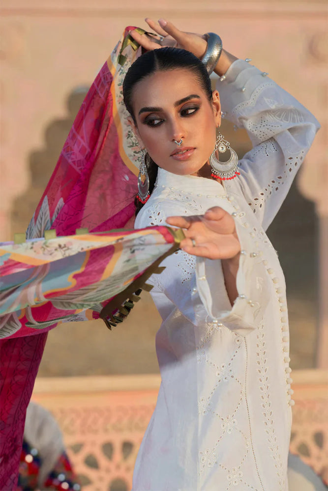 Dhanak 3PC Chikankari Embroidered With Digital Printed Wool Shawl - 104 - Sapphire Studios