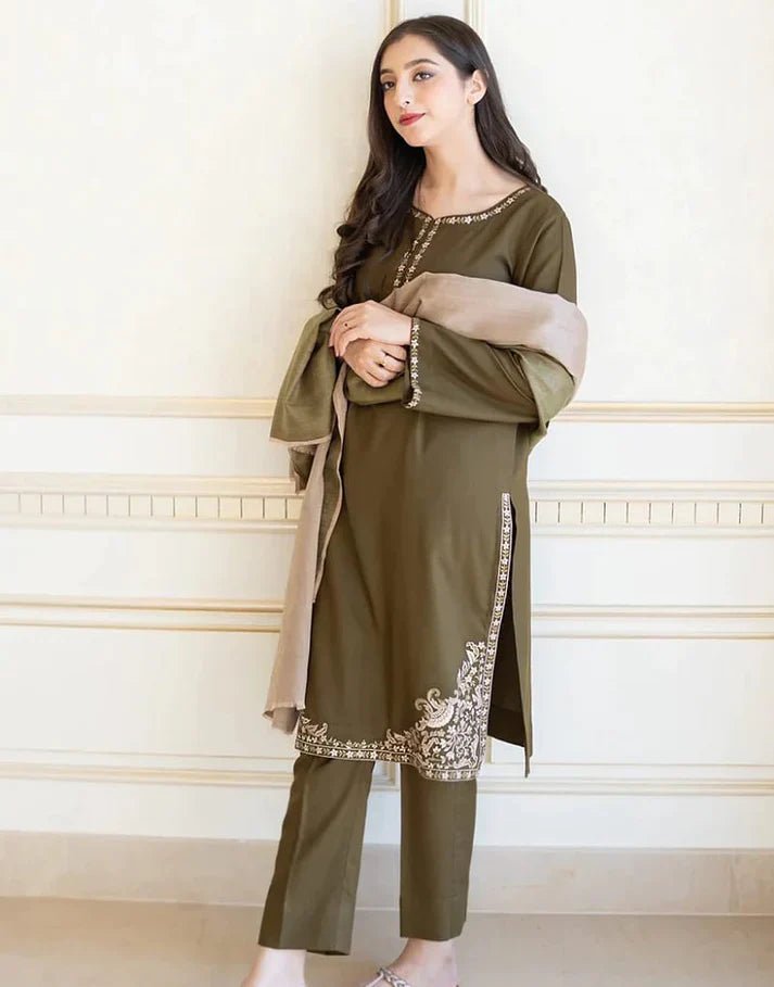 Dhanak 3PC Embroidered - 611 - Sapphire Studios