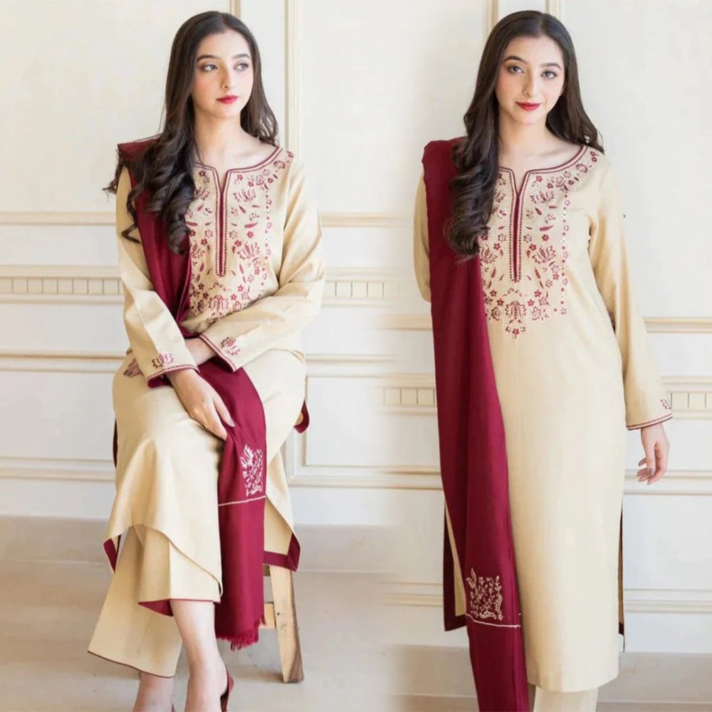 Dhanak 3PC Embroidered - 616 - Sapphire Studios