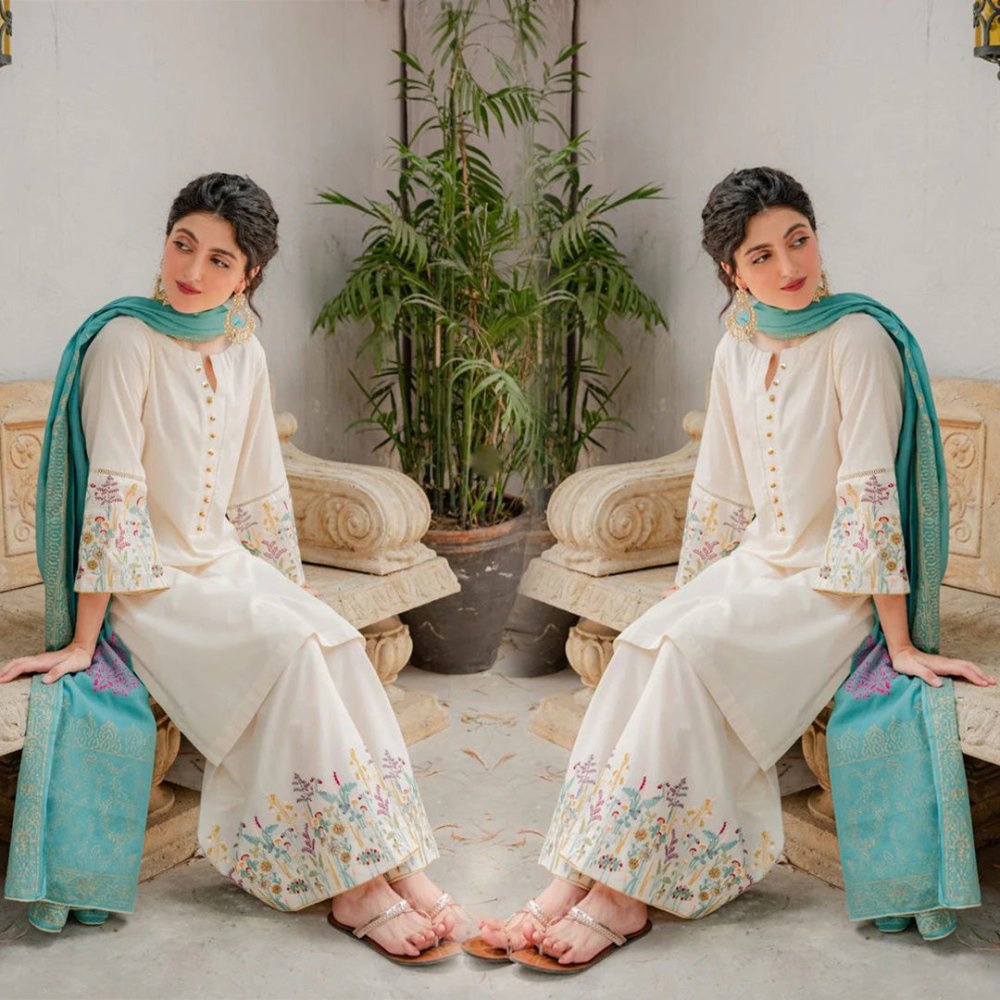 Dhanak 3PC Embroidered - 624 - Sapphire Studios