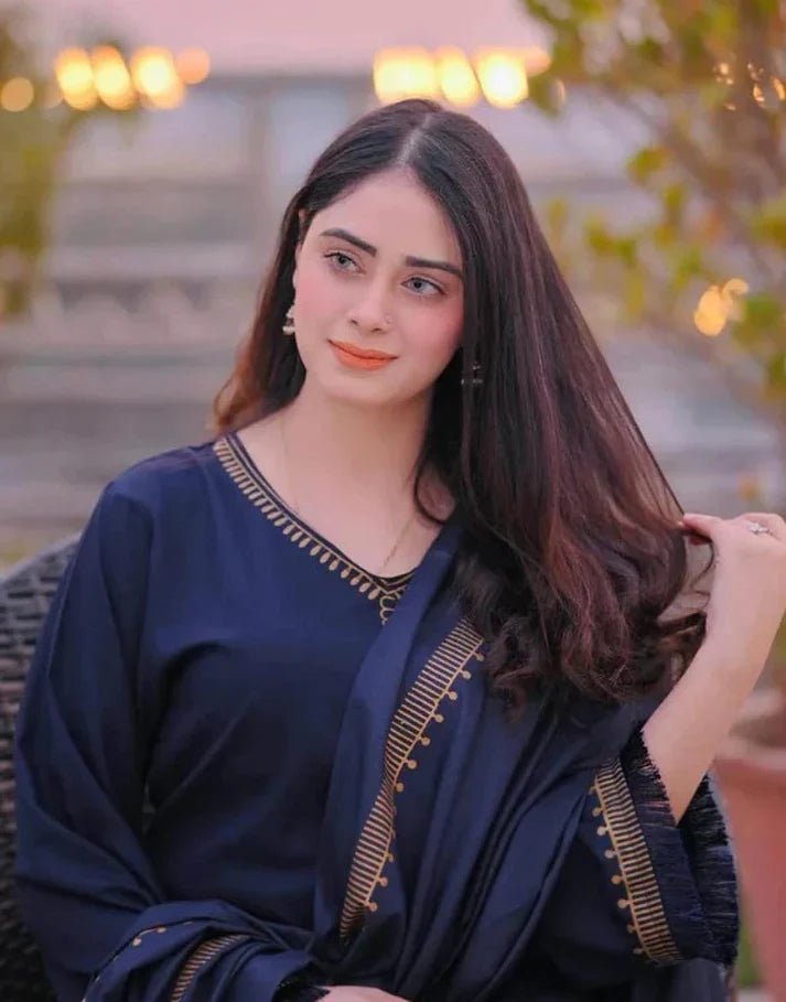 Dhanak 3PC Embroidered - 628 - Sapphire Studios