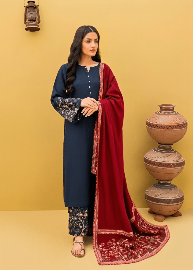 Dhanak 3PC Embroidered - 642 - Sapphire Studios