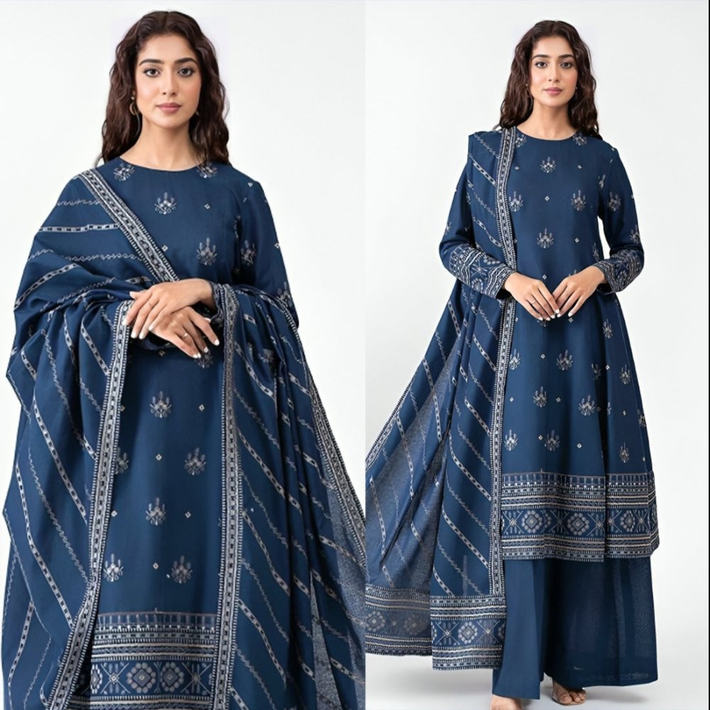 Dhanak 3PC Embroidered - 644 - Sapphire Studios