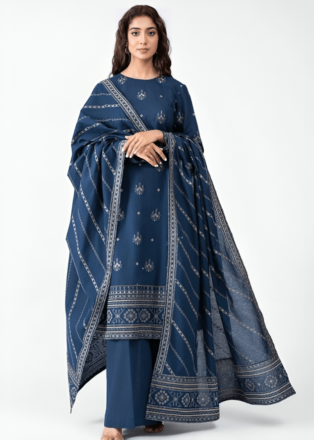Dhanak 3PC Embroidered - 644 - Sapphire Studios
