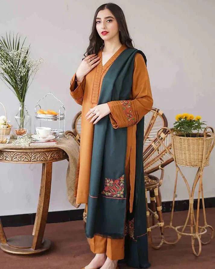 Dhanak 3PC Embroidered - 889 - Sapphire Studios