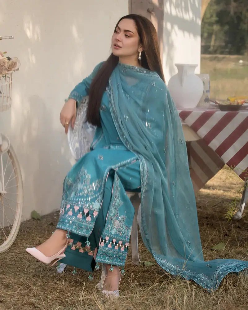 Dhanak - 3PC Embroidered Shirt with Chiffon Embroidered Dupatta - 3276 - Sapphire Studios