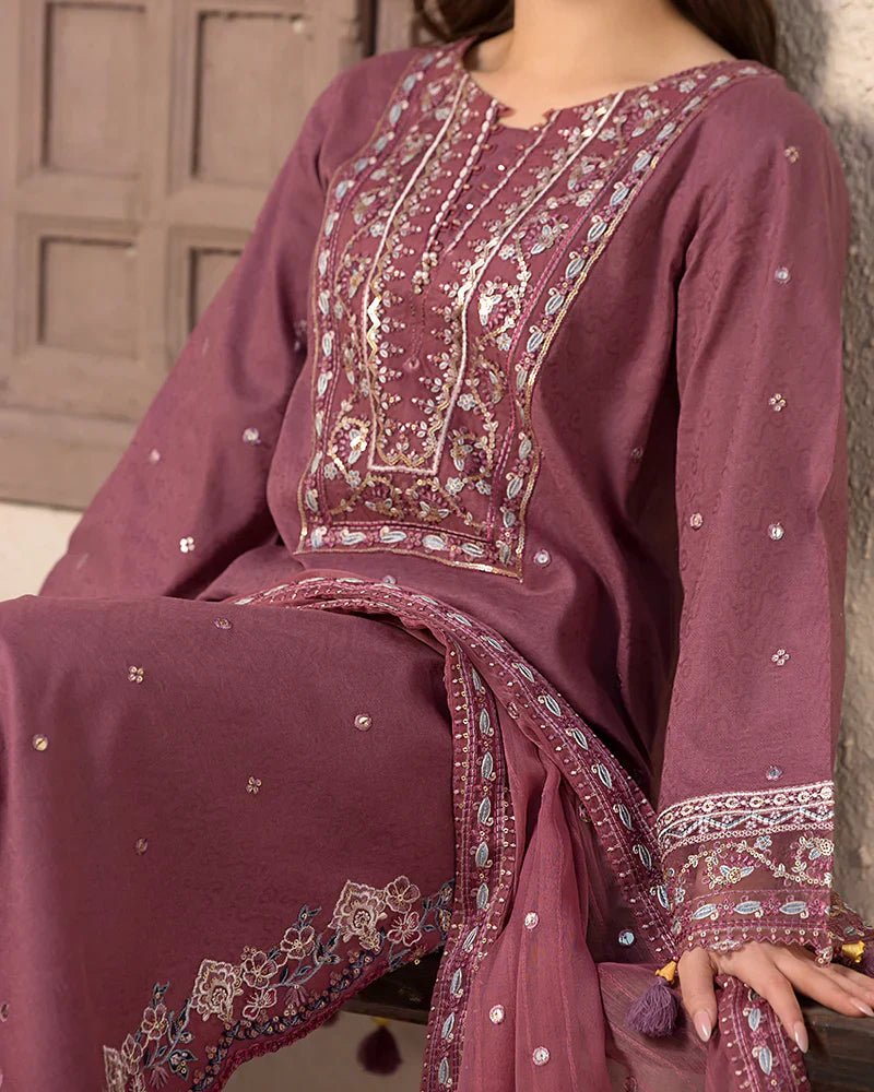 Dhanak - 3PC Embroidered Shirt with Chiffon Embroidered Dupatta - 3286 - Sapphire Studios