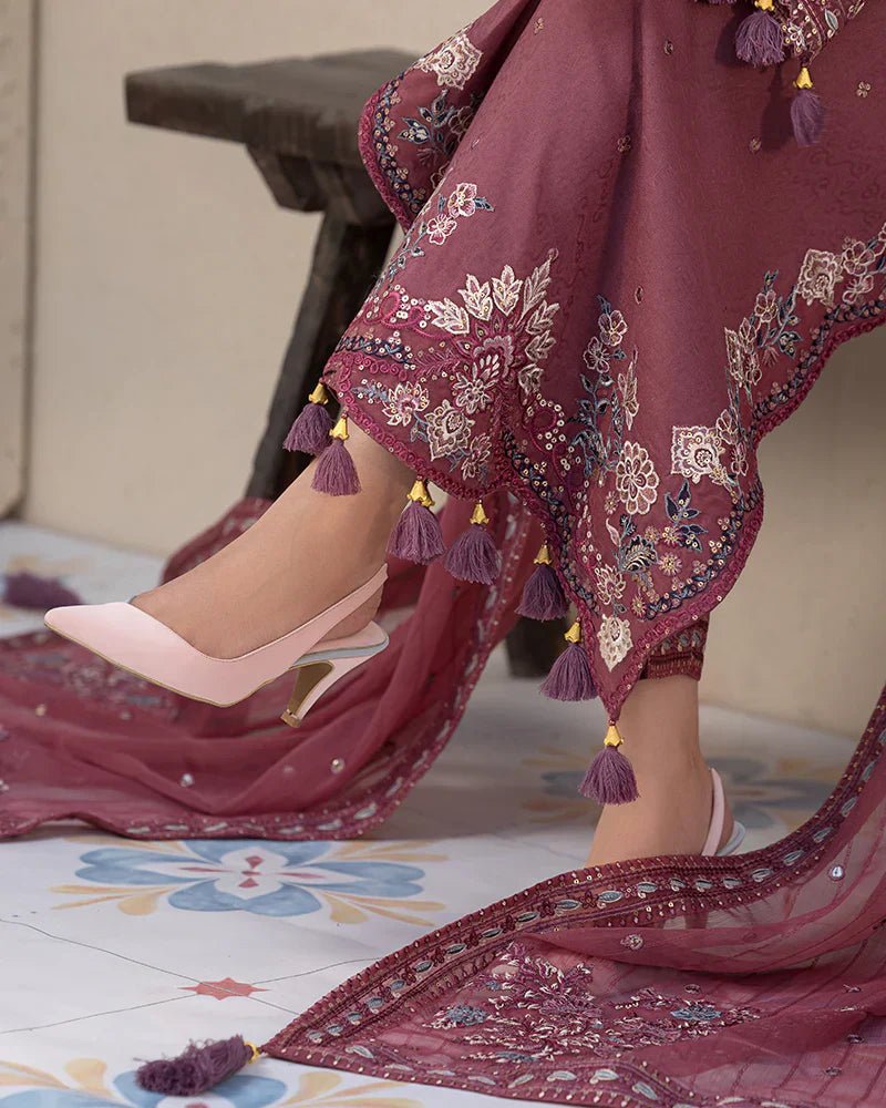 Dhanak - 3PC Embroidered Shirt with Chiffon Embroidered Dupatta - 3286 - Sapphire Studios