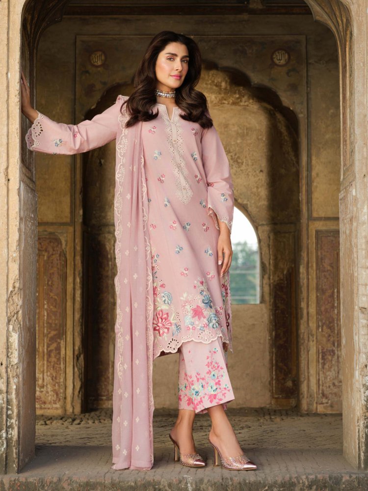Dhanak - 3PC Embroidered Shirt with Chiffon Embroidered Dupatta - 3323 - Sapphire Studios