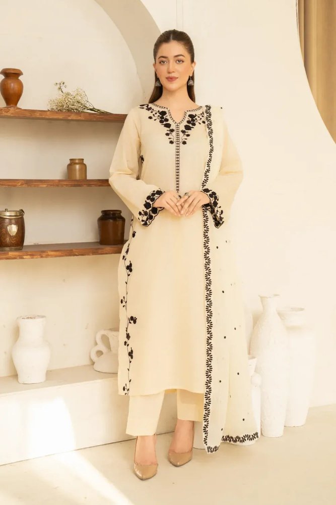Dhanak - 3PC Embroidered Shirt with Chiffon Embroidered Dupatta - 3510 - Sapphire Studios