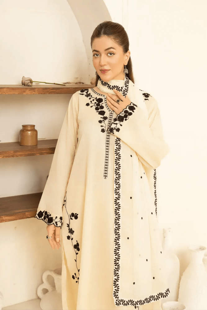 Dhanak - 3PC Embroidered Shirt with Chiffon Embroidered Dupatta - 3510 - Sapphire Studios